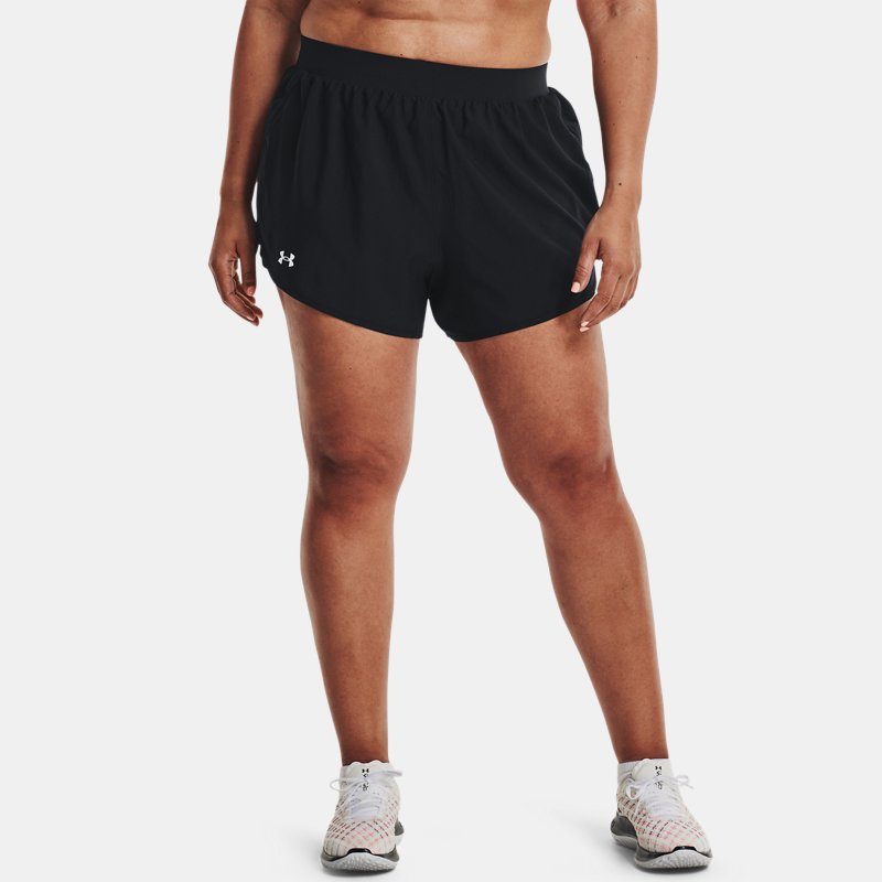 Women's Under Armour Fly-By 2.0 Shorts Black / Black / Reflective 3X